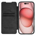 Nillkin Qin Prop Leather Case with Camera Cover and Stand for iPhone 16 Pro - Black - Cell phone cases