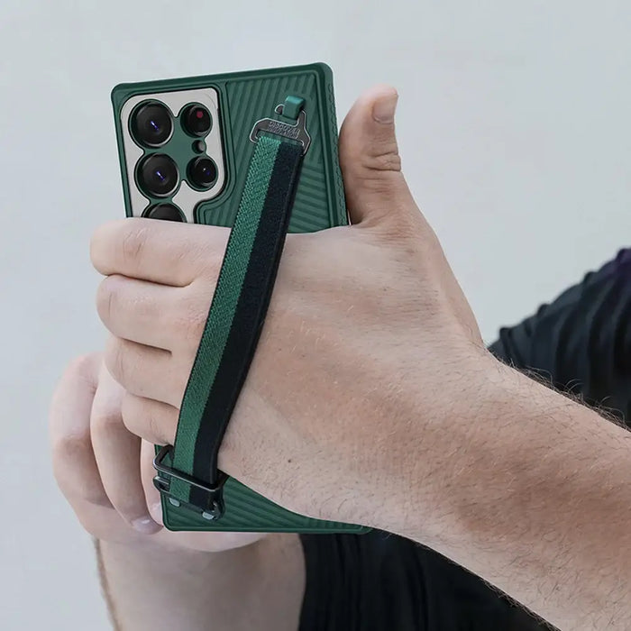 Nillkin Strap Case Case for Samsung Galaxy S23 Ultra Armored Cover with Wrist Strap Green - Cell phone cases