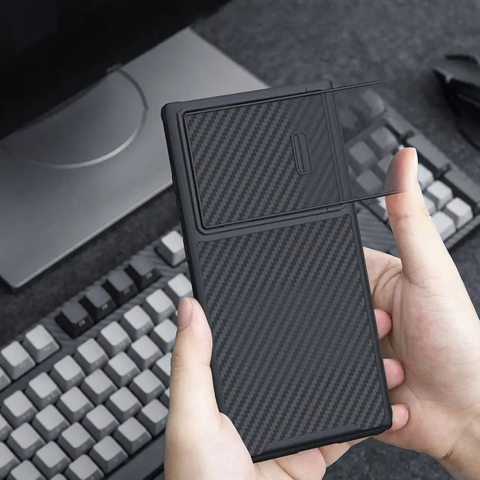 Nillkin Synthetic Fiber S Case for Samsung Galaxy S23 Ultra camera cover black - Cell phone cases and covers<<<HurtelXML