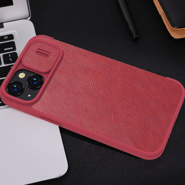 Nillkin Qin Leather Pro Case iPhone 14 Plus Camera Cover Holster Cover Flip Case Black