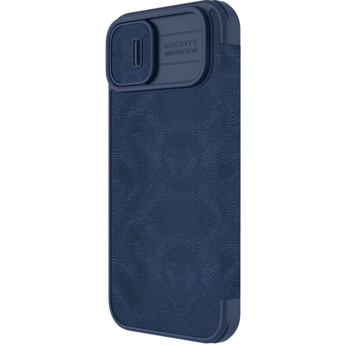 Nillkin Qin Leather Pro Case iPhone 14 Plus Camera Cover Holster Cover Flip Case Blue