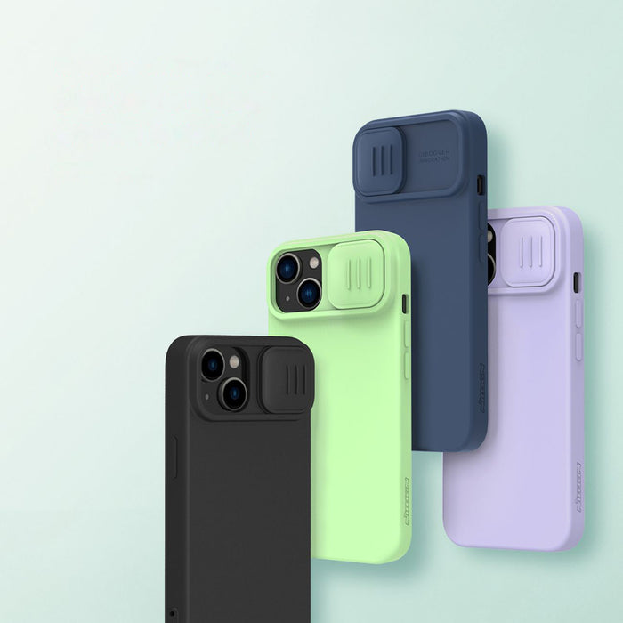 Nillkin CamShield Magnetic Silicone Case iPhone 14 Plus Magnetic MagSafe Cover with Camera Protector Blue