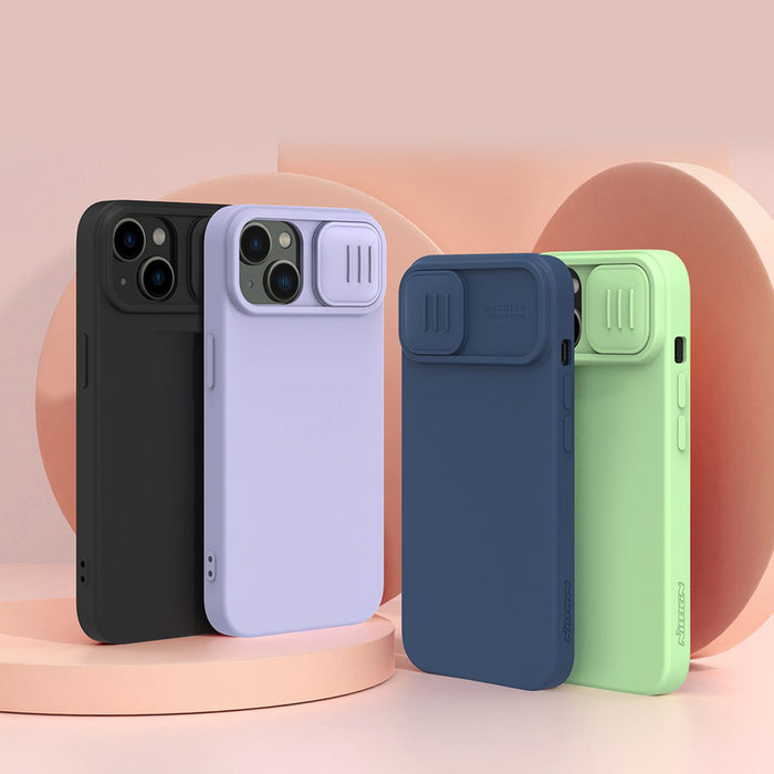 Nillkin CamShield Silky Silicone Case iPhone 14 Plus Case with Camera Protector Blue