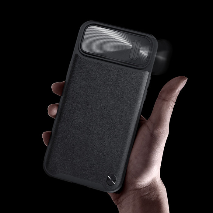 Nillkin CamShield Leather S Case iPhone 14 Plus case with camera cover black