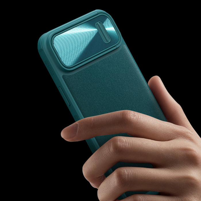 Nillkin CamShield Leather S Case iPhone 14 Plus case with camera cover blue