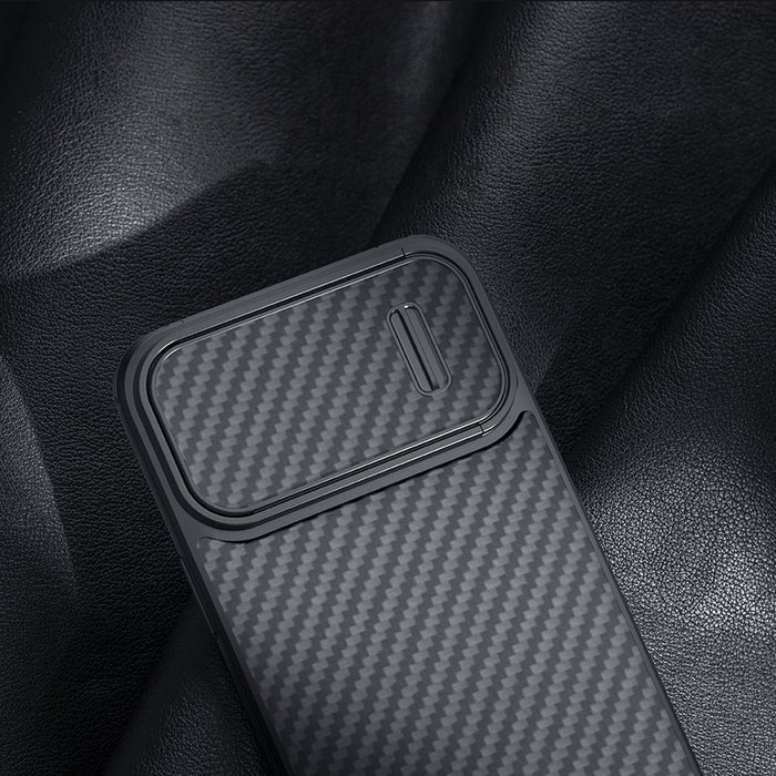Nillkin Synthetic Fiber S Case iPhone 14 case with camera cover, black