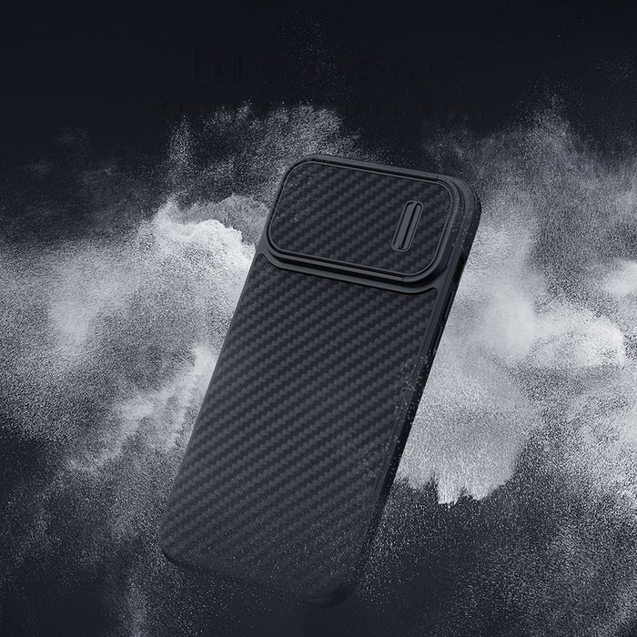 Nillkin Synthetic Fiber S Case iPhone 14 case with camera cover, black