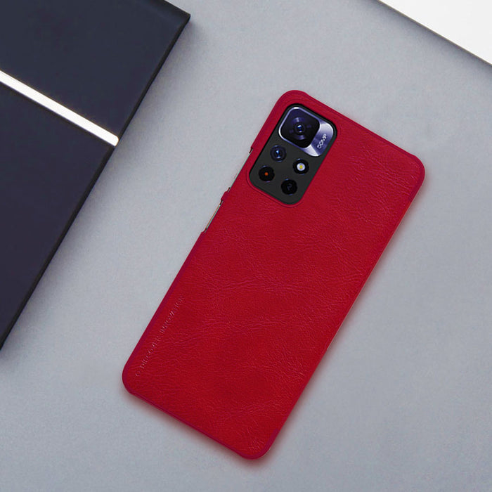 Nillkin Qin Case Case for Xiaomi Redmi Note 11T 5G / Note 11S 5G / Note 11 5G (China) / Poco M4 Pro 5G Camera Cover Holster Cover Flip Case Brown