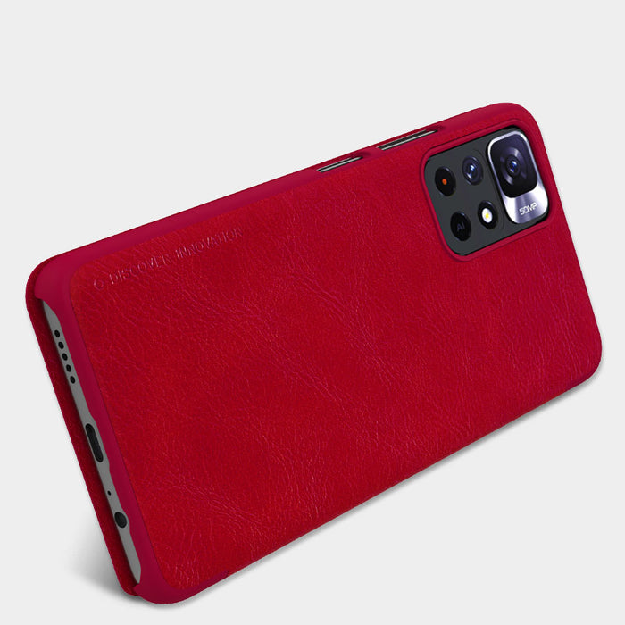 Nillkin Qin Case Case for Xiaomi Redmi Note 11T 5G / Note 11S 5G / Note 11 5G (China) / Poco M4 Pro 5G Camera Cover Holster Cover Flip Case Brown