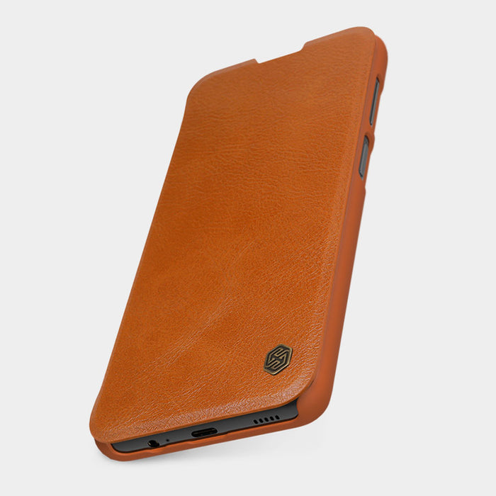 Nillkin Qin Case Case for Xiaomi Redmi Note 11 Pro+ (China) / Redmi Note 11 Pro (China) / Mi11i HyperCharge Camera Protector Holster Cover Flip Case Brown