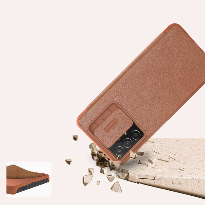 Nillkin Qin leather holster case for Samsung Galaxy A73 brown