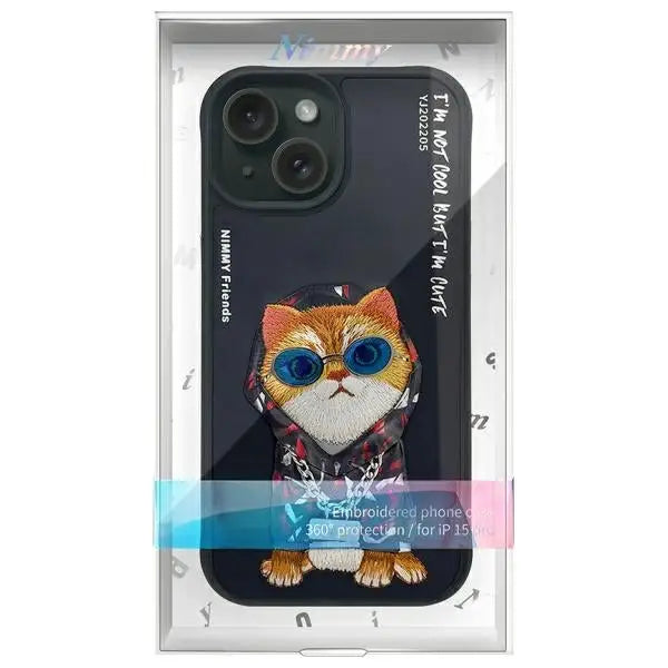 Nimmy Glasses Cool Cat case for iPhone 15 - black - Cell phone cases and covers<<<HurtelXML