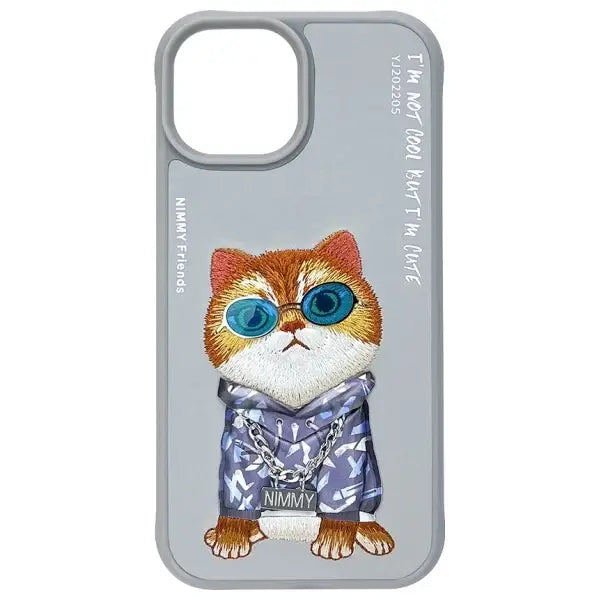 Nimmy Glasses Cool Cat iPhone 15 Case - Gray - Cell phone cases and covers<<<HurtelXML