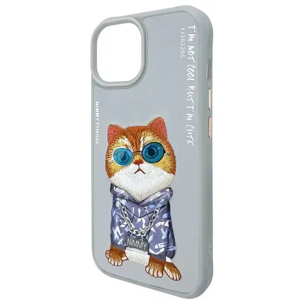 Nimmy Glasses Cool Cat iPhone 15 Case - Gray - Cell phone cases and covers<<<HurtelXML