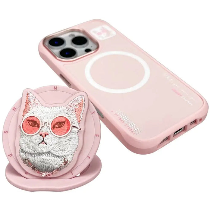 Nimmy Glasses Cool Cat MagSafe Case for iPhone 16 Pro - Pink - Cell phone cases and covers<<<HurtelXML