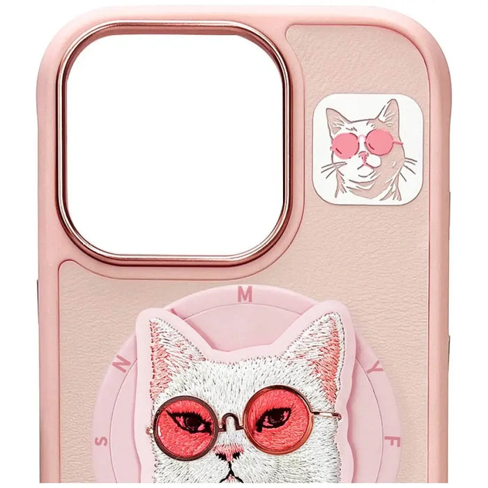 Nimmy Glasses Cool Cat MagSafe Case for iPhone 16 Pro - Pink - Cell phone cases and covers<<<HurtelXML