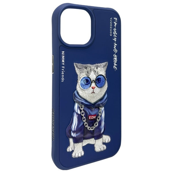 Nimmy Glasses Cool Cat Case for iPhone 15 - Blue