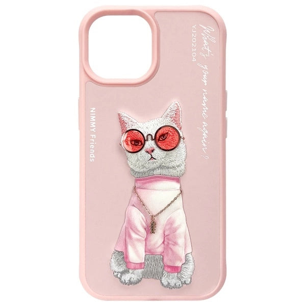 Nimmy Glasses Cool Cat iPhone 15 Case - Pink