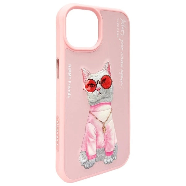 Nimmy Glasses Cool Cat iPhone 15 Case - Pink