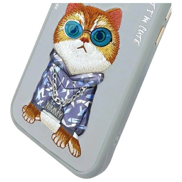 Nimmy Glasses Cool Cat iPhone 15 Case - Gray