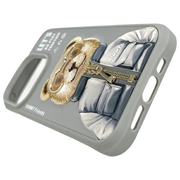 Nimmy Cool&amp;Cute 2.0 Bear Case for iPhone 15 Pro - Gray