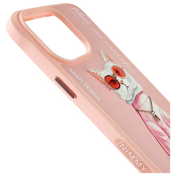 Nimmy Glasses Cool Cat Case for iPhone 15 Pro Max - Pink