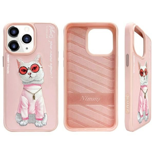 Nimmy Glasses Cool Cat Case for iPhone 15 Pro Max - Pink