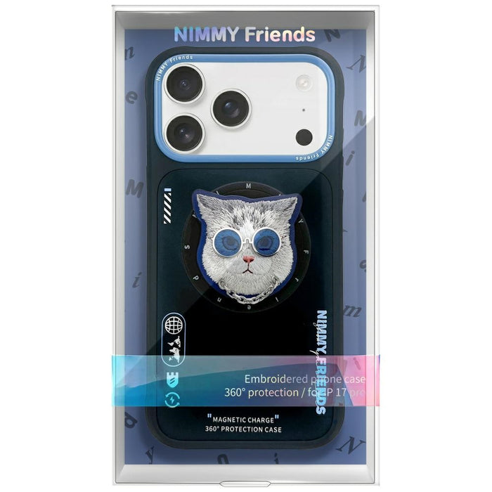 Nimmy Glasses Cool Cat MagSafe Case for iPhone 17 Pro - Black and Blue