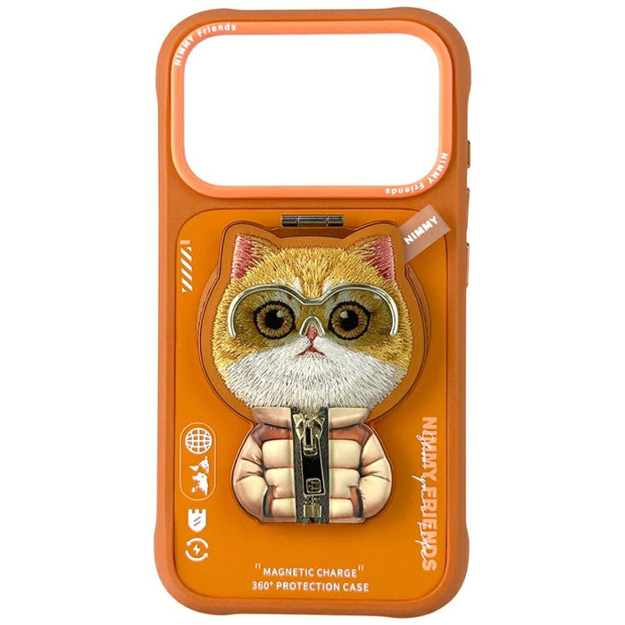 Nimmy Cool&amp;Cute 2.0 Cat Case for iPhone 17 Pro Max with Magnetic Hanger - Orange
