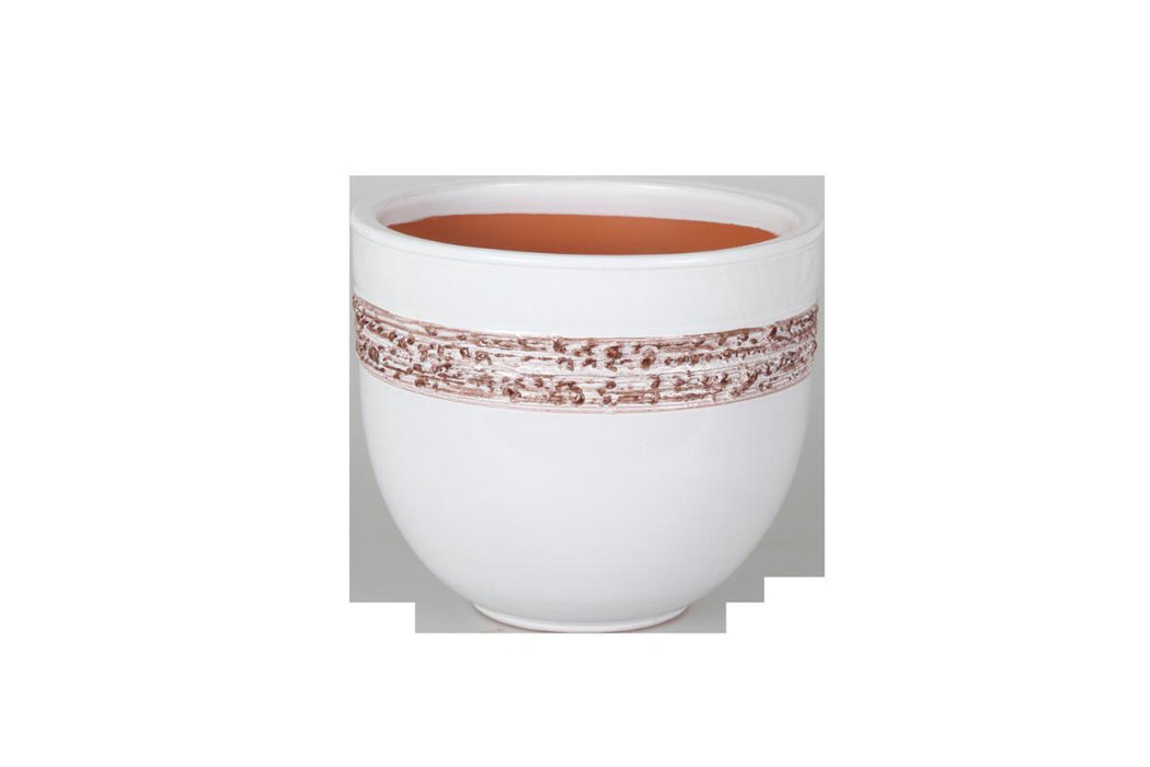 RING POT 14/12 CM SCRATCHED WHITE/BROWN