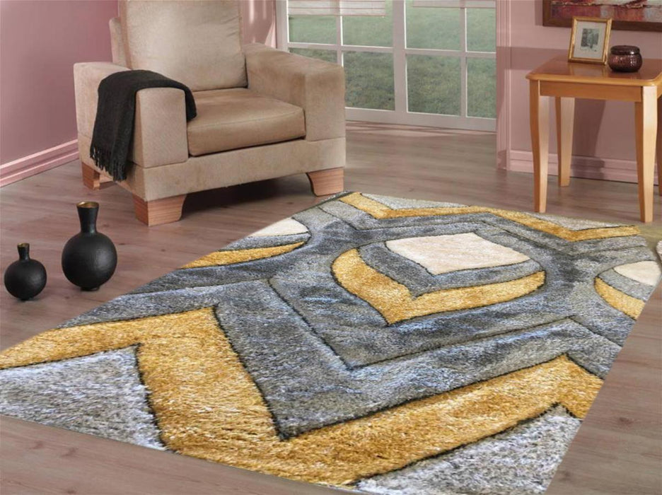 CARPET SHAGI CARVING 160X230 CM GRAY YELLOW