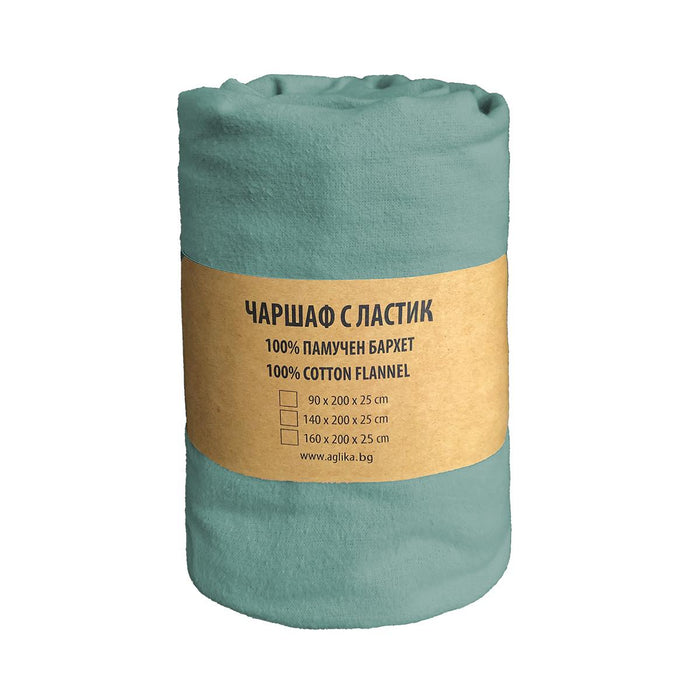 ЧАРШАФ С ЛАСТИК  БАРХЕТ 90/200 ЗЕЛЕН