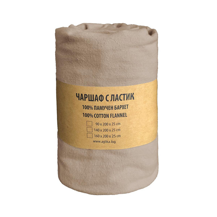 FITTED SHEET WITH ELASTIC VELVET 160/200 BEIGE