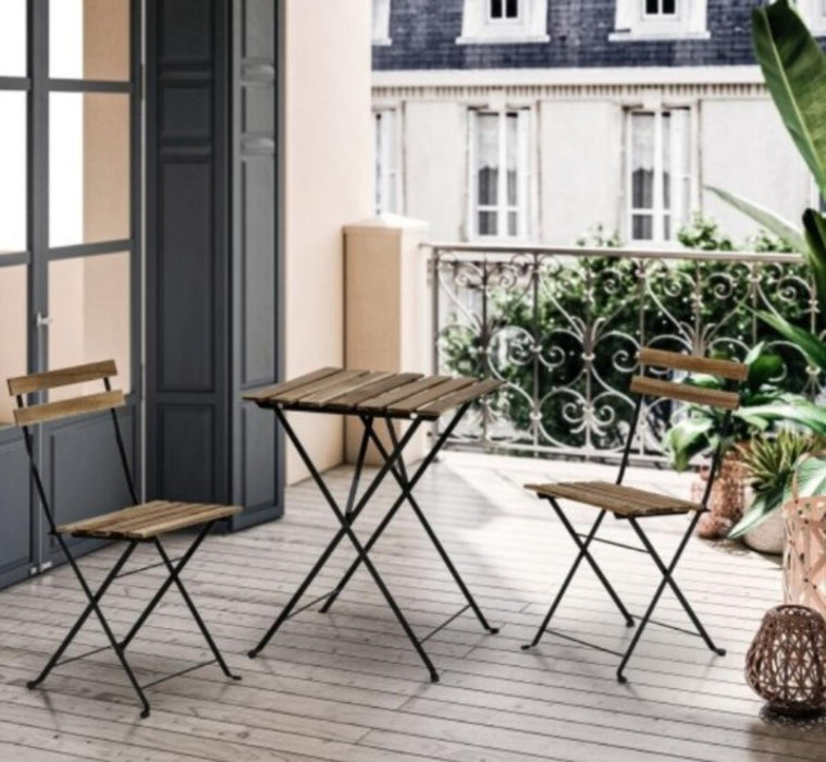 BISTRO SET WOOD/METAL TABLE WITH 2 CHAIRS