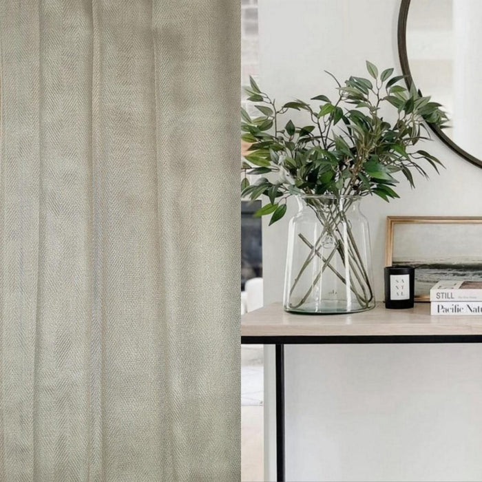TRANSPARENT HERRINGBONE CURTAIN 300CM CREAM