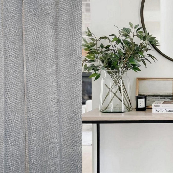 TRANSPARENT HERRINGBONE CURTAIN 300CM GREY