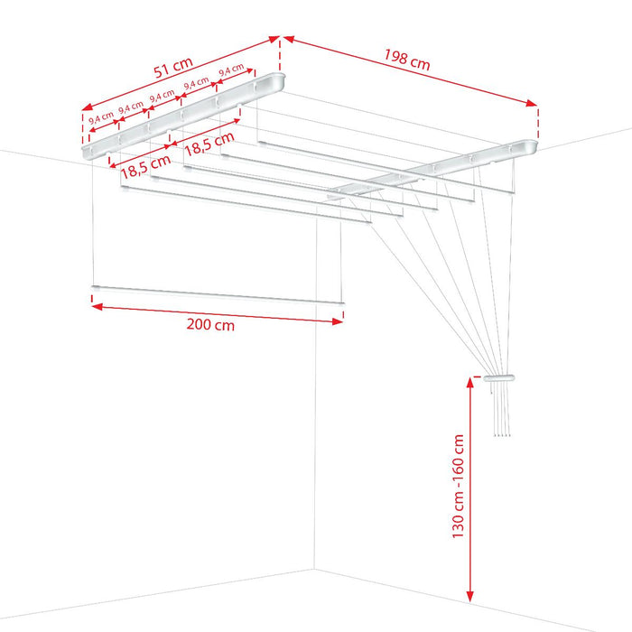SEPIO CEILING SPACE, 6x200 CM, BLACK