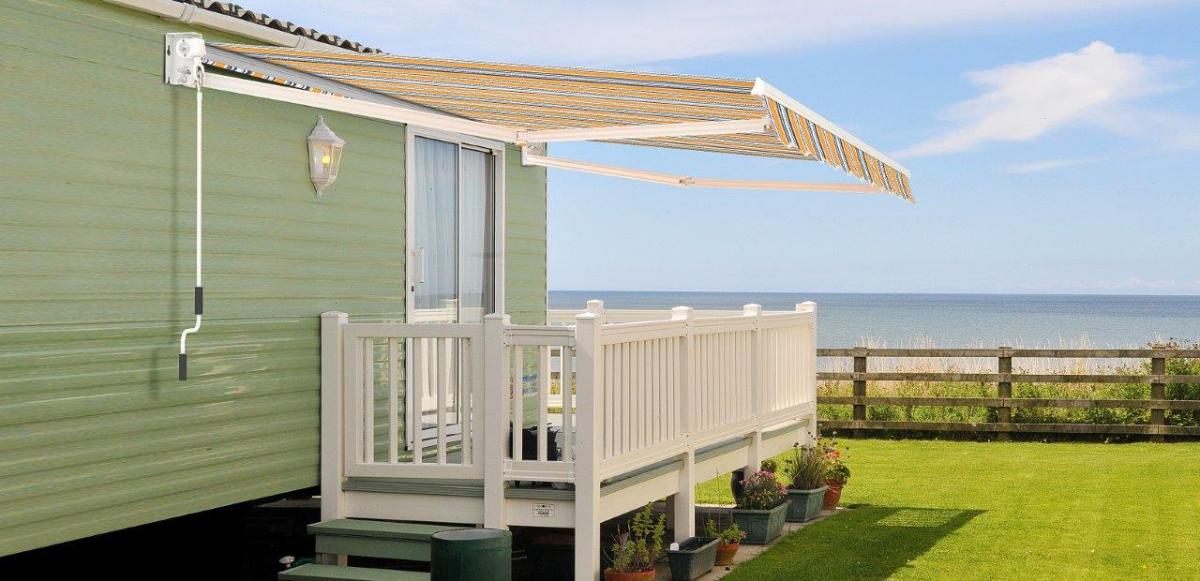 AWNING 3.5 X 2.5M GREY BLUE YELLOW PARADISE
