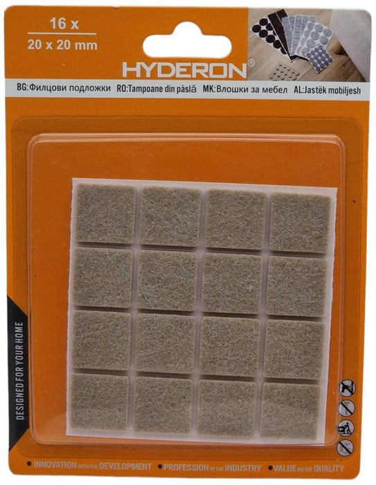 FELT PAD PFS-20B SQUARE 20MM BEIGE
