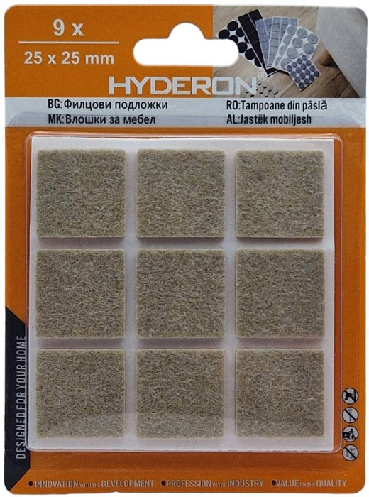 FELT PAD PFS-25B SQUARE 25MM BEIGE