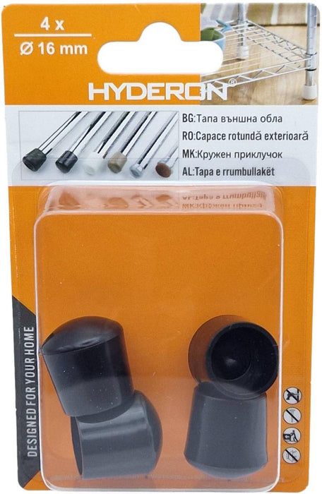 PLUG OUTER CIRCLE VTO-16 16MM BLACK 4 PCS
