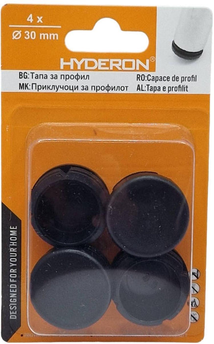 ROUND PLUG HTO-30 30MM 4 PCS BLACK