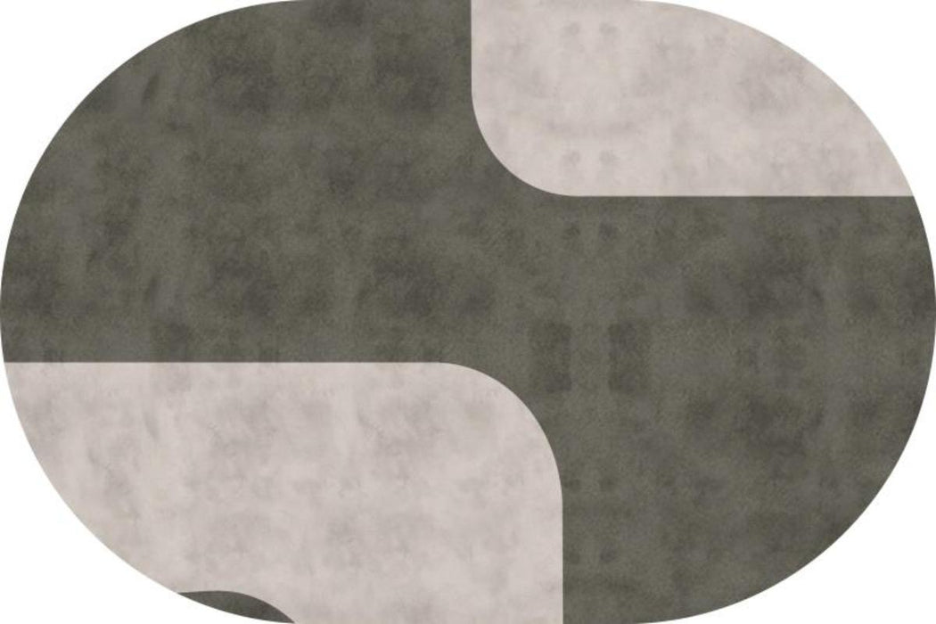 BATHROOM MAT OVAL BEIGE PRINT