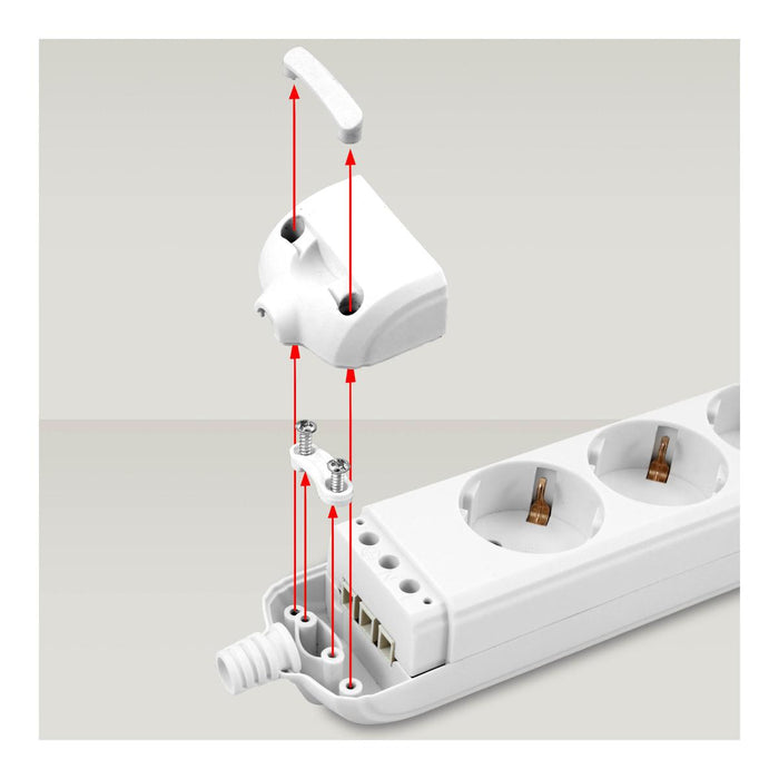 SWITCH WITH BUTTON WHITE 5X2P+E COMMEL