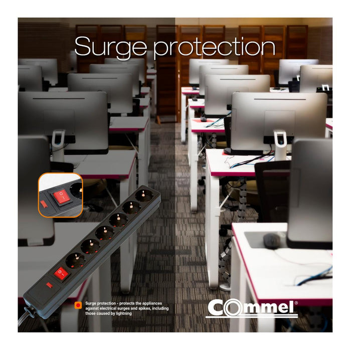 COMMEL 6X2P+E 1.5M BLACK SWITCH