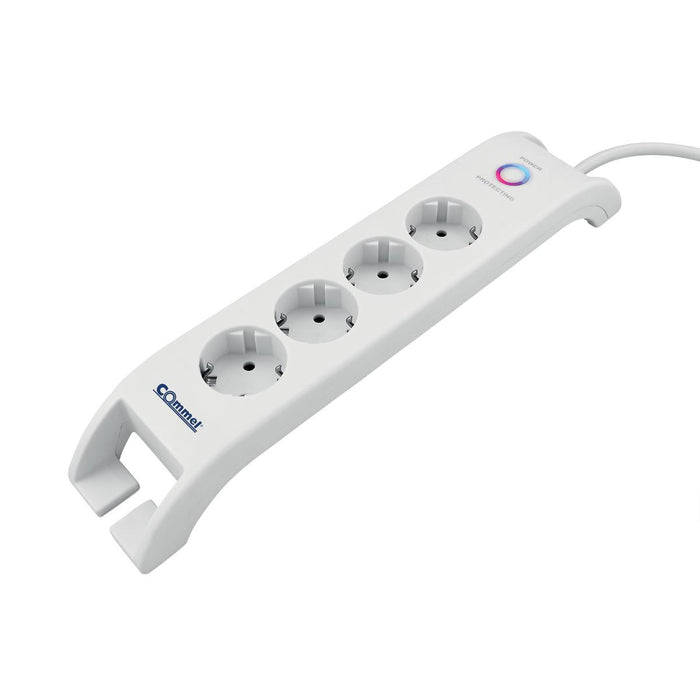 SWITCH 4X2P+E 2XUSBА 2M WHITE COMMEL
