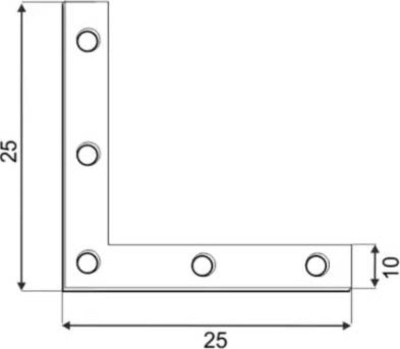 L-SHAPED PLATE NA 25 25X25X10 4 PIECES