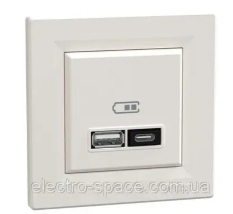 USB CHARGER TYPE A+C CREAM ASFORA