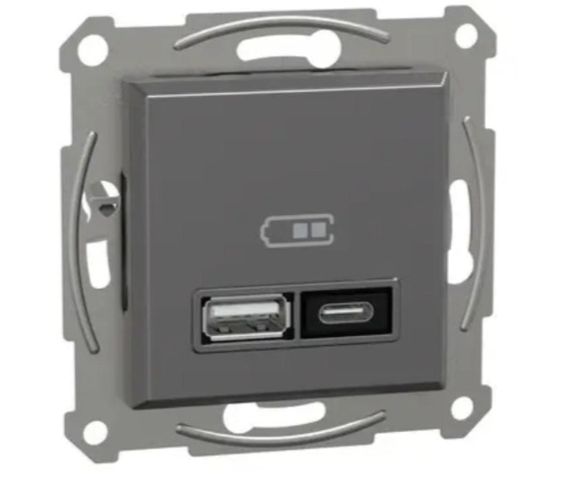 USB CHARGER TYPE A+C ANTHRACITE ASFORA