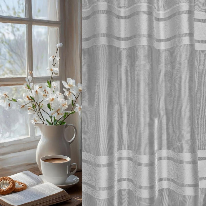 TRANSPARENT CURTAIN WITH JACQUARD BORDER 280CM